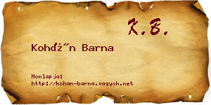 Kohán Barna névjegykártya